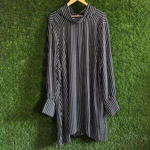 City Chic XXL 24 Silky Neck Bow Tie Striped Dress NDD8 Office Plus Curvy